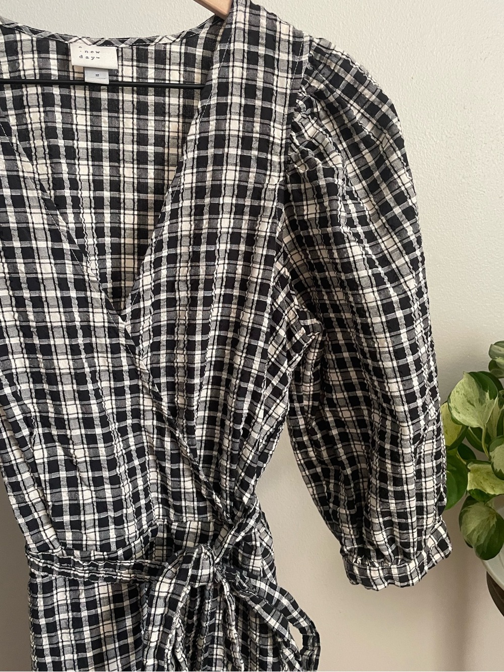 A New Day Cotton Gingham Wrap Dress